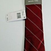 Michael Kors Tie Red White Striped Silk Men’s B4HP