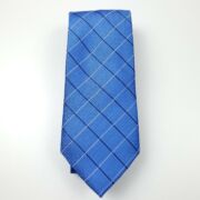 Club Room Men’s Silk Blend Tie Blue Kelley Grid Plaid Check One Size B4HP