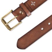 SUN STONE Mens Brown Adjustable Logo Faux Leather Casual Belt M 34-36 B4HP