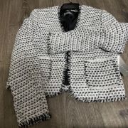 New Women Bagatelle Metallic-Tweed Jacket white Sz Small B4HP