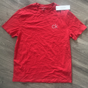 Calvin Klein Men’s Athleisure Logo Crewneck T-shirt Red Size Medium B4HP