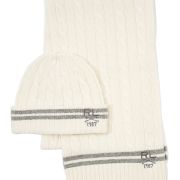 POLO RALPH LAUREN Men’s Cable Knit Cricket Beanie Hat & Scarf Gif Set CREAM B4HP