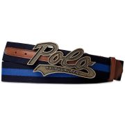 Polo Ralph Lauren Mens Logo-Buckle Striped Belt French Navycollege Royal 38 B4HP