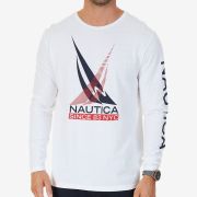 NAUTICA Men’s Graphic-Print long Sleeve T-Shirt Size XL White B4HP