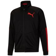 Puma Men’s Contrast Zip-Front Track Black Red L B4HP No Tags