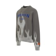 HERON PRESTON Law Flames Crewneck Sweatshirt Gray Retail $570 Size Medium B4HP
