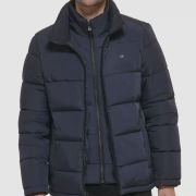 Calvin Klein Jacket Men’s Navy Full Zip Winter Puffer Coat L B4HP NO TAGS