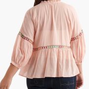 Lucky Brand Plus Size 1X Embroidered Peasant Top Bright Orange B4HP