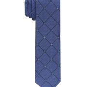 Perry Ellis portfolio Men’s Burr Classic Geo Grid Tie (Navy, One Size)