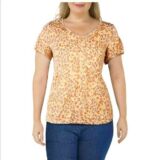 Cupio Curvy Women Plus Size Flutter Sleeves Animal Print Top B4HP