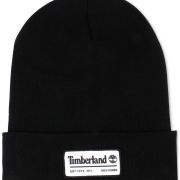 Timberland Mens Slouch Patch Logo Beanie Black ONE SIZE B4HP