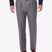 Haggar Men’s Premium Comfort Stretch Double Pleated dress pant 44×32 B4HP