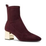 NWOB Women Michael Kors Porter Mid Bootie Merlot Stretch Suede Sock Boot B4HP