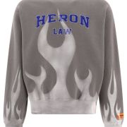 HERON PRESTON Law Flames Crewneck Sweatshirt Gray Retail $570 Size Medium B4HP