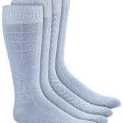 ALFANI Men’s 4 Pack Blue Textured Dress Crew Socks 7-12 B4HP