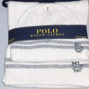 POLO RALPH LAUREN Men’s Cable Knit Cricket Beanie Hat & Scarf Gif Set CREAM B4HP