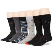Perry Ellis Portfolio Mens 6-Pack Novelty Holiday Socks Dark B4HP