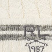 POLO RALPH LAUREN Men’s Cable Knit Cricket Beanie Hat & Scarf Gif Set CREAM B4HP