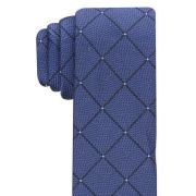 Perry Ellis portfolio Men’s Burr Classic Geo Grid Tie (Navy, One Size)