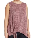 Cupio Women Plus Size Asymmetric Tie-Front Tank Top B4HP