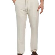 Mens Cubavera Solid Linen-Blend Textured Drawstring Pants Natural, Medium B4HP