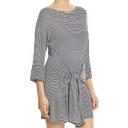 Women ELAN STRIPED TIE-FRONT T-SHIRT DRESS Size Large B4HP
