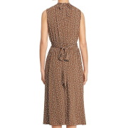 Women Leota Mindy Shirred Midi Dress Brown Polka Dots Sz Small B4HP