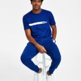 HUGO BY HUGO BOSS Men's Dierro Short-Sleeve Crewneck Logo T-Shirt Dark Blue B4HP