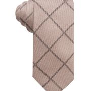 Tasso Elba Men’s Brown Grid Self Tied Classic Silk Blend Neck-Tie One Size B4HP