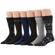 Perry Ellis Portfolio Mens 6-Pack Novelty Holiday Socks Dark B4HP
