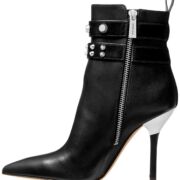NWOB Michael Kors Women Amal Astor Studs Black Dress Heels Boots Zip Up B4HP