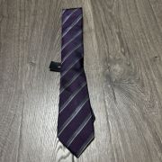 Alfani Men’s Hanover Stripe Berry One Size Silk Slim Tie B4HP