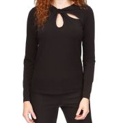 Michael Michael Kors Womens Twisted Keyhole Long sleeve Top, Black B4HP