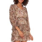 VINCE CAMUTO Women’s Smocked-Waist Tiered Dress French Roast Paisley B4HP