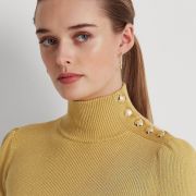 Lauren Ralph Lauren Women’s Petite Ribbed Mock Neck Sweater Gold B4HP