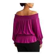 Lauren Ralph Lauren Women’s Plus Jersey Off-the-Shoulder Top Purple 3X B4HP