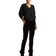 Lauren Ralph Lauren Women’s Glimmer V-Neck Sweater Polo Black Lurex L B4HP