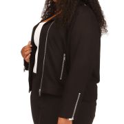 Michael Kors Women’s Plus Size Zip-Up Zip-Sleeve Moto Jacket Black 3X B4HP