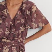 Lauren Ralph Lauren Floral Crinkle Georgette Dress Purple Multi 10 Missing Belt