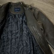 COLE HAAN Men’s Lambskin Leather Moto Jacket In Java Size Medium B4HP $695