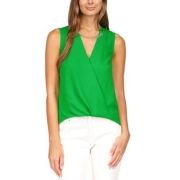 MICHAEL Michael Kors Women’s Crepe Chain Faux-Wrap Top Spring Green B4HP