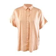 Lauren Ralph Lauren Women’s Linen Short-sleeve Shirt (XL, Pale Pink) B4HP