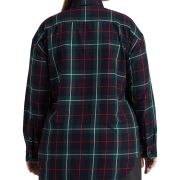 Lauren Ralph Lauren Women’s Plus Size Long Sleeve Plaid Buttoned Top Navy B4HP