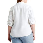Lauren Ralph Lauren Women’s Plus Size Roll-tab Sleeve Top White 2X B4HP