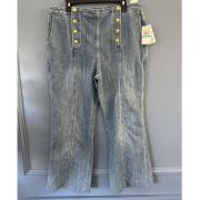 MICHAEL KORS Women’s Blue Pocketed Double Button Closure Sailor Flare Jeans B4HP