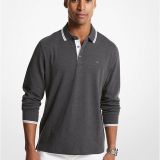 Michael Kors Men's Long-Sleeve Greenwich Polo Charcoal Melange B4HP