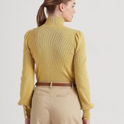 Lauren Ralph Lauren Women’s Petite Ribbed Mock Neck Sweater Gold B4HP