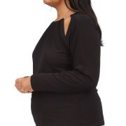 MICHAEL MICHAEL KORS Plus Size Long Sleeve Chain Cutout Top Black 2X B4HP