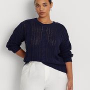Lauren Ralph Lauren Women’s Plus Size Combed Cotton Sweater French Navy B4HP