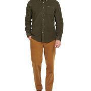 Barbour Men’s Ramsey Cord Corduroy Tailored Fit Long Sleeve Shirt XL Forest B4HP